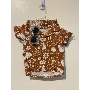 **2 for 20** NWT Rabbit & Bear Organic Burnt Orange Tropical Outfit - 3T